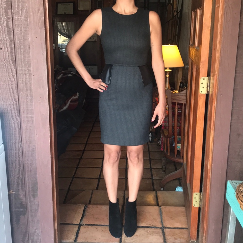 [Zara] Dress With Faux Leather Detail
